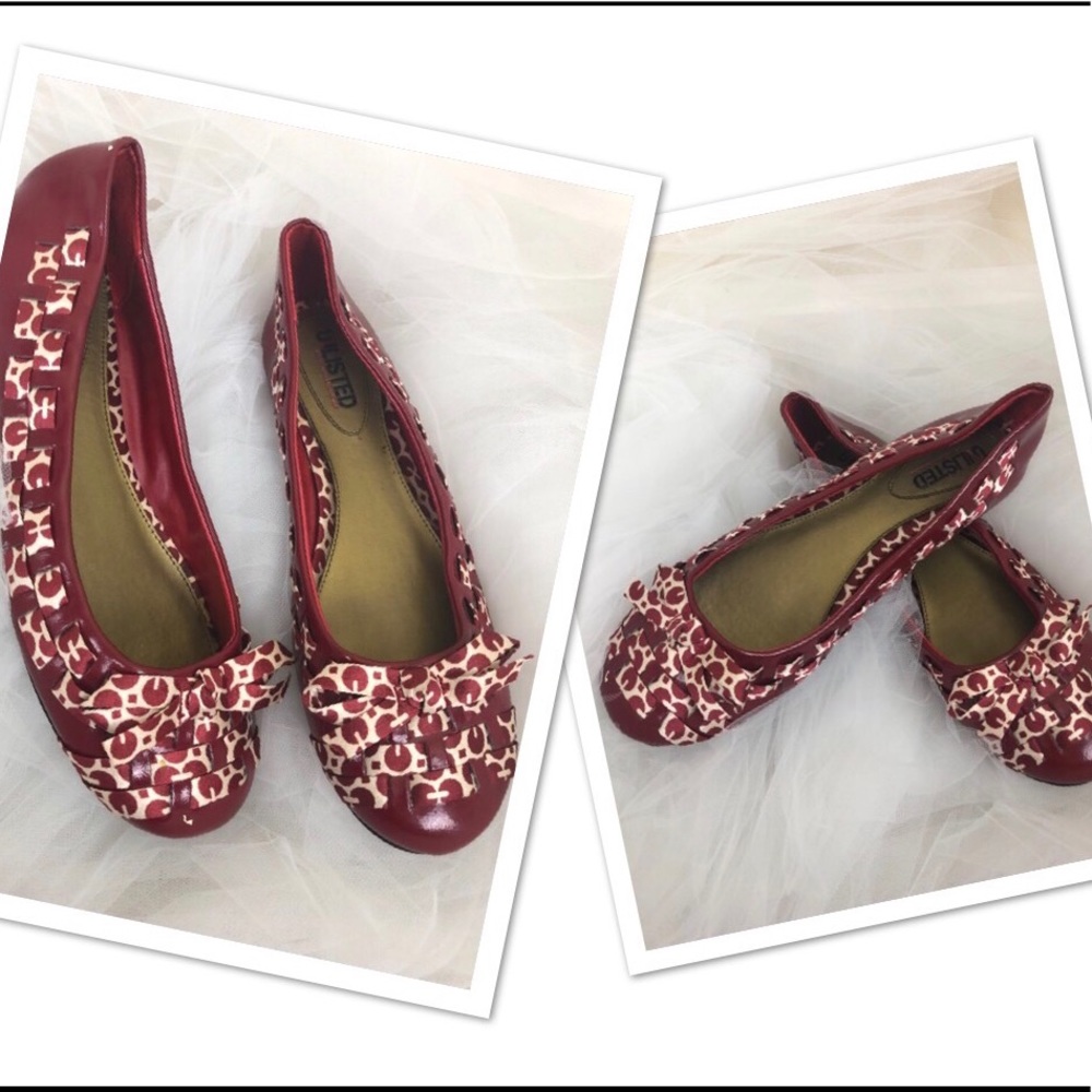 UNLISTED FREE RIDE RED/WHITE BALLET FLAT SIZE 8